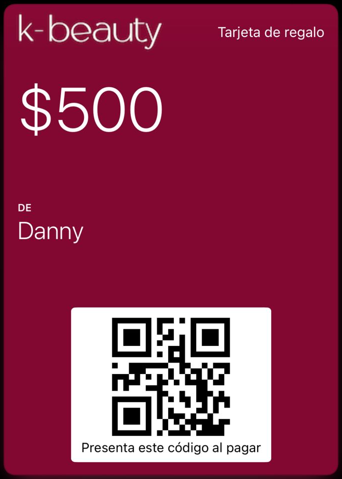 Tarjeta de regalo de K-Beauty en Apple Wallet